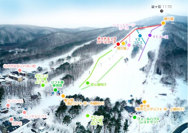 泉ヶ岳スキー場 piste map
