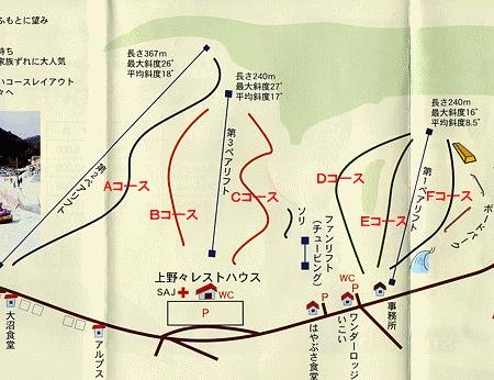 上野々スキー場 piste map