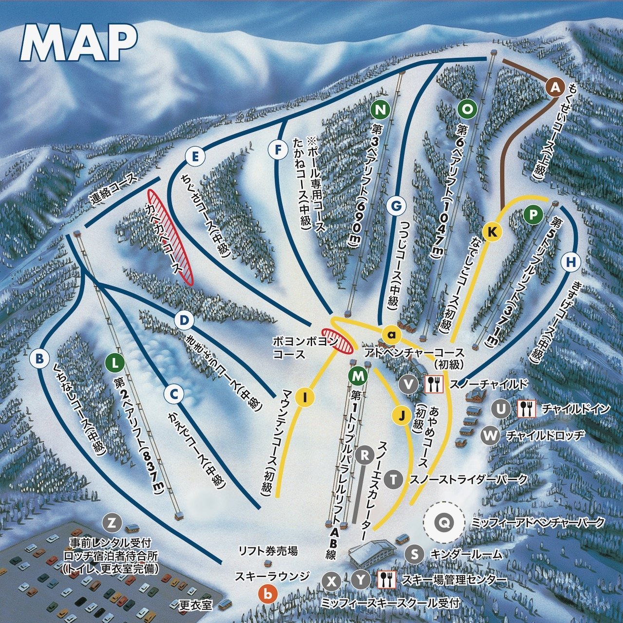 かたしな高原スキー場 piste map
