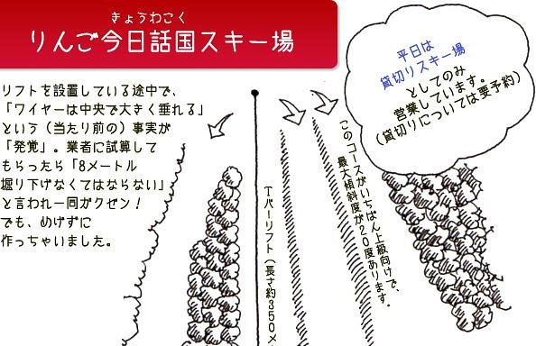 りんご今日話国スキー場 piste map