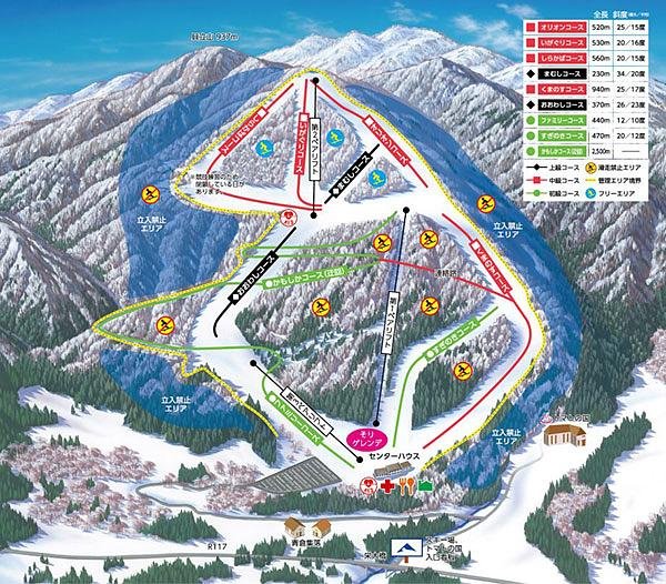さかえ倶楽部スキー場 piste map