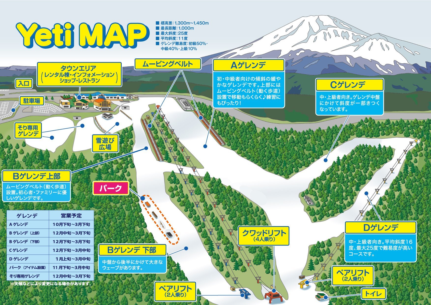 スノーパーク イエティ piste map