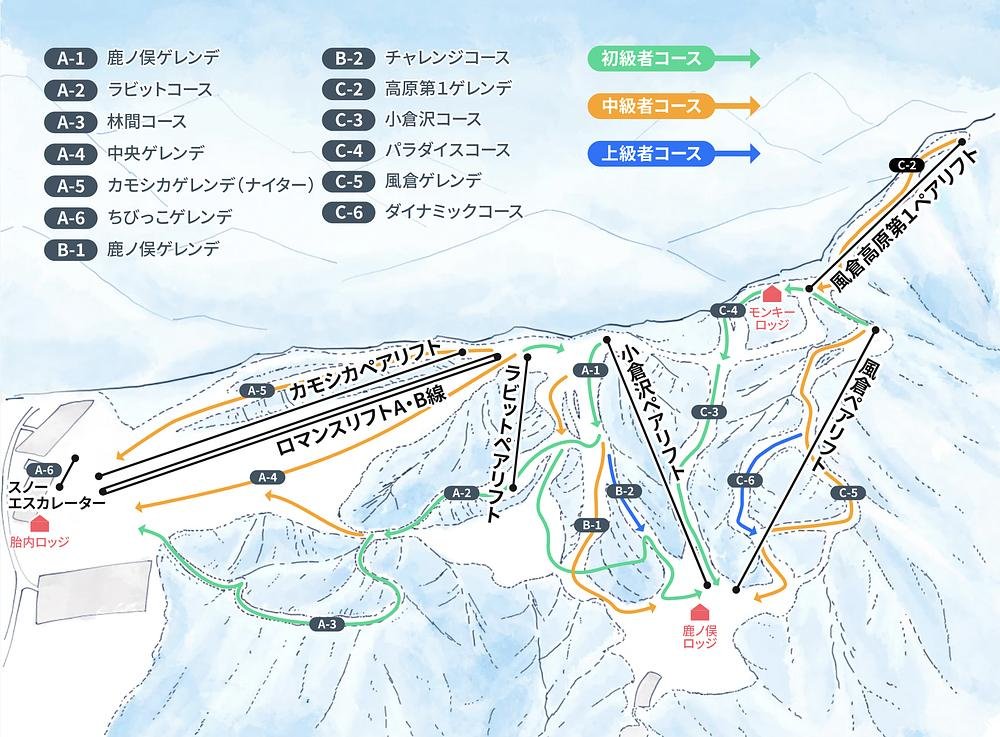 胎内スキー場 piste map