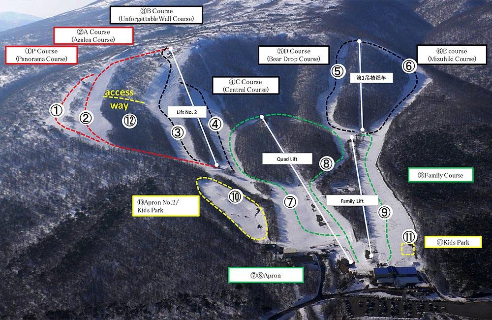 みやぎ蔵王白石スキー場 piste map